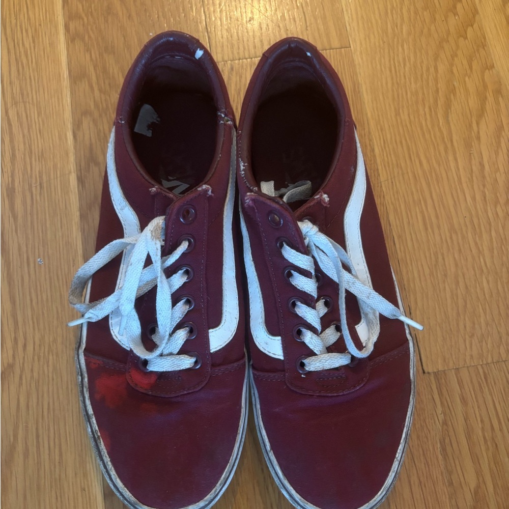 Vans Burgundy and White Classic Sneakers